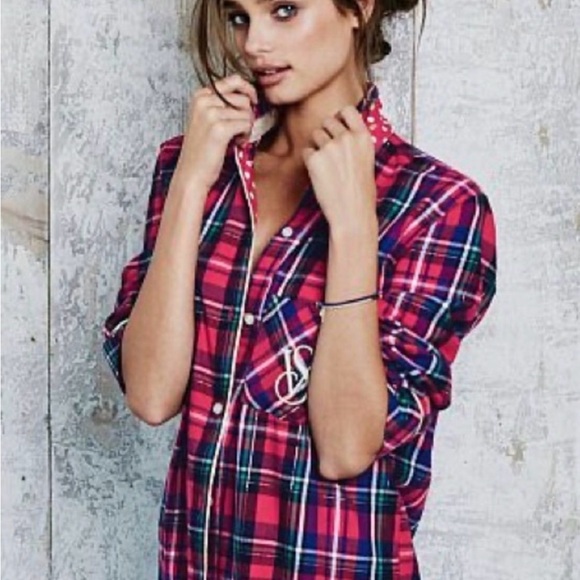 Victoria's Secret Other - Victoria's Secret Red Plaid Pajama Night Shirt Get$25off$75purchase+free gift